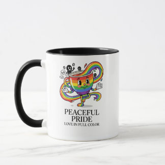 レトロな平和 プライド レインボー コーヒーカップ Tシャツ