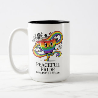 レトロな平和 プライド レインボー コーヒーカップ Tシャツ