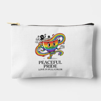 レトロな平和 プライド レインボー コーヒーカップ Tシャツ アクセサリーポーチ