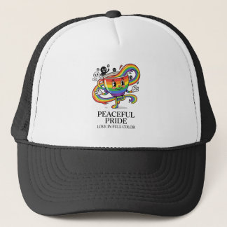 レトロな平和 プライド レインボー コーヒーカップ Tシャツ キャップ