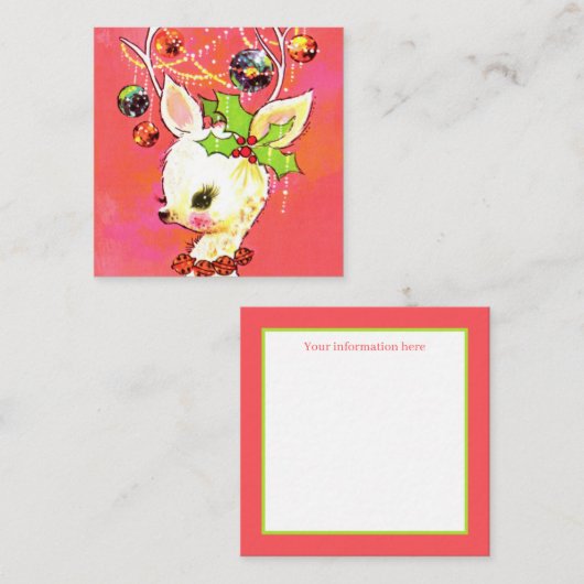 レトロな年代物のクリスマストナカイが情報を追加 スクエア名刺 (正面/裏面)