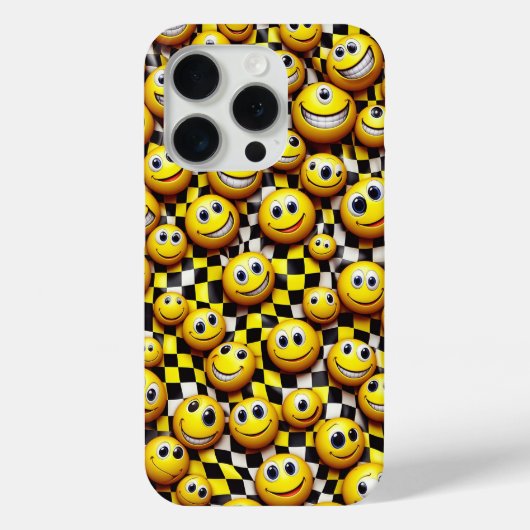 レトロな幸せスマイルフェイススマホケース - 波状の黄色 Case-Mate iPhoneケース (裏面)