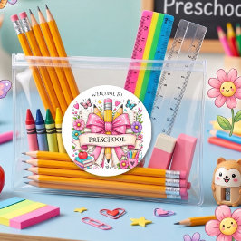 レトロな幼稚園・保育園の歓迎鉛筆 ラウンドシール