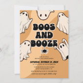 レトロな幽霊と酒のハロウィンパーティー 招待状 (正面)