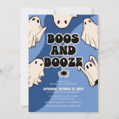 レトロな幽霊と酒のハロウィンパーティー 招待状 (正面)