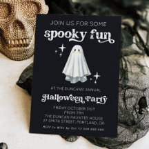 レトロな幽霊のハロウィンパーティー招待状