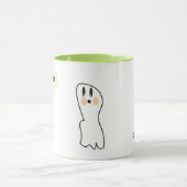 レトロな幽霊のブー 名前 メッセージ ハロウィン マグカップ (中央)