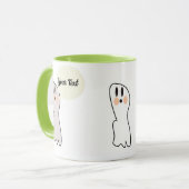 レトロな幽霊のブー 名前 メッセージ ハロウィン マグカップ (正面左)