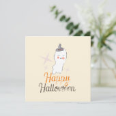 レトロな幽霊の落書きハロウィンデザイン カード (スタンド正面)