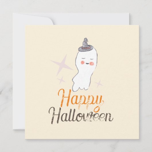 レトロな幽霊の落書きハロウィンデザイン カード (正面)