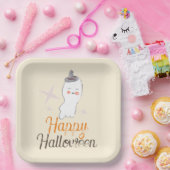 レトロな幽霊の落書き ハロウィン 誕生日パーティー    ペーパープレート (パーティー)