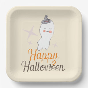 レトロな幽霊の落書き ハロウィン 誕生日パーティー    ペーパープレート