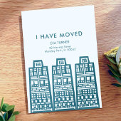 レトロな建物による青い動きの発表 招待状