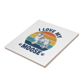 レトロな彫刻デザインのムース犬大好き_1 タイル (側面)
