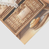 レトロな急須とひまわりが描かれたキッチンの水彩画 薄葉紙 (詳細)