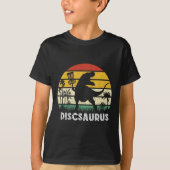 レトロな恐竜のディスクゴルフプレイヤー フロールフ Tシャツ (正面)