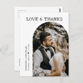 レトロな愛と感謝のホワイトアーチ写真ウェディング ポストカード (正面/裏面)