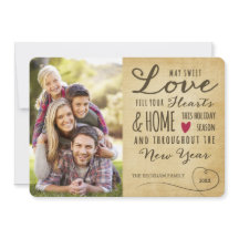 レトロな愛のホリデー写真カード