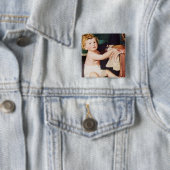 レトロな愛らしい幼児が衣装ダンスで遊ぶ 缶バッジ (インサイチュ)