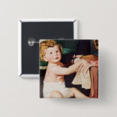 レトロな愛らしい幼児が衣装ダンスで遊ぶ 缶バッジ (正面&裏面)