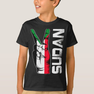 レトロな愛国心勝利 スーダンの旗 フィンガー Tシャツ