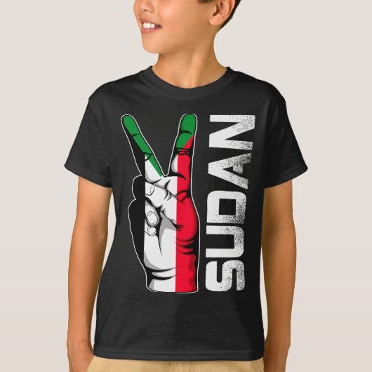 レトロな愛国心勝利 スーダンの旗 フィンガー Tシャツ (正面)