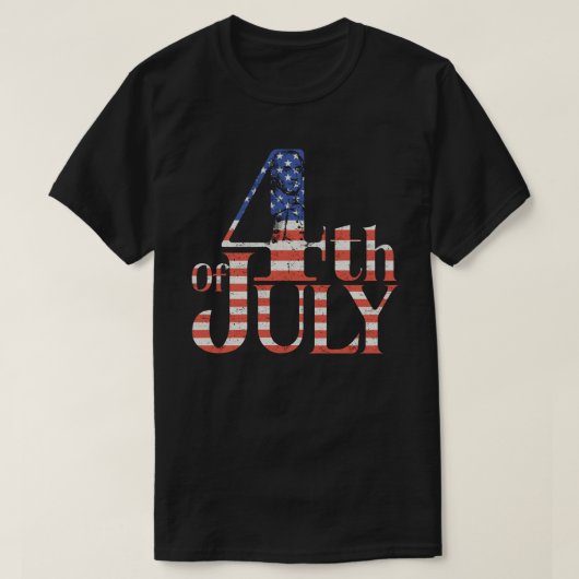 レトロな愛国心溢れるジョージ・ワシントン 7月4日デザイン Tシャツ (デザイン正面)