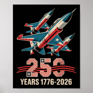 レトロな愛国心 アメリカ空軍機 フライパス アメリカ独立記念日 - ポスター
