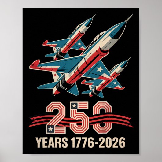 レトロな愛国心 アメリカ空軍機 フライパス アメリカ独立記念日 - ポスター (正面)