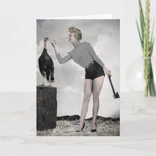 レトロな感謝祭のターキーカード シーズンカード (正面)