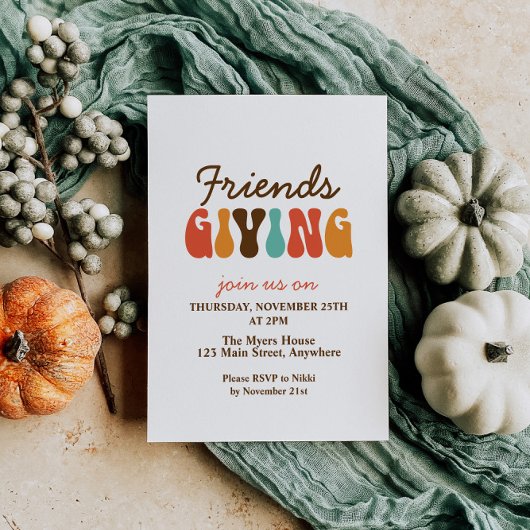 レトロな感謝祭の友達プレゼント 招待状