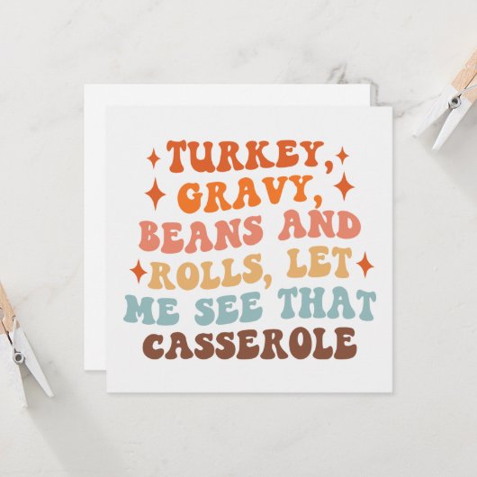 レトロな感謝祭の食事 カード (正面/裏面インサイチュ)