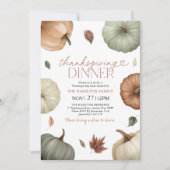 レトロな感 Thanksgiving ディナー カボチャ 秋 招待状 (正面)