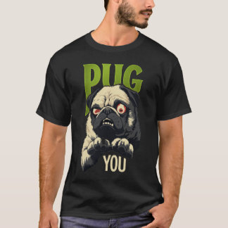 レトロな態度のパグ グラフィックTシャツ Tシャツ