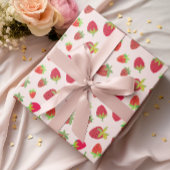 レトロな手描きのオシャレなイチゴ ラッピングペーパー