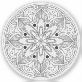 レトロな手描きのオーガニックな黒と白の曼荼羅 シール
