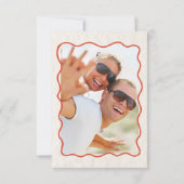 レトロな手描きのシャンパンタワー写真 ウェディング セーブザデート (裏面)