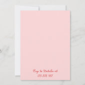 レトロな手描きの赤とピンクのウェーブ状の70年代の誕生日パーティー 招待状 (裏面)