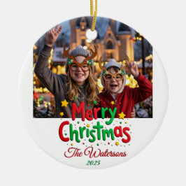 レトロな手描き風フォントのメリークリスマス レタープレス 写真 オーナメント