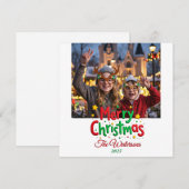 レトロな手描き風メリクリスマス レタープレス 写真 シーズンカード (正面/裏面)