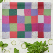 レトロな手編みカラフルのパッチマス  キッチンタオル (折り畳み)