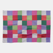 レトロな手編みカラフルのパッチマス  キッチンタオル (横)