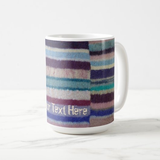 レトロな手編みカラフルストライプおもしろい コーヒーマグカップ (正面右)