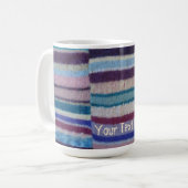 レトロな手編みカラフルストライプおもしろい コーヒーマグカップ (正面左)