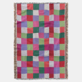 レトロな手編みカラフルパッチワーク スローブランケット (正面縦)