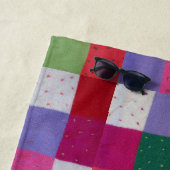 レトロな手編みカラフルパッチワーク ビーチタオル (インサイチュ)