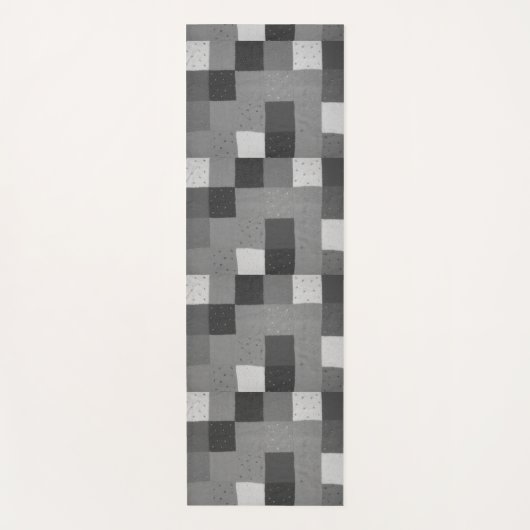 レトロな手編み黒と白のパッチワーク・ヨガ ヨガマット (正面)