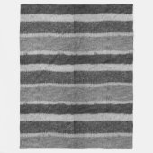 レトロな手編み黒白ストライプ フリースブランケット (正面)