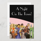 レトロな招待状 ナイト・オン・ザ・タウン ブライズゲート 招待状 (正面/裏面)