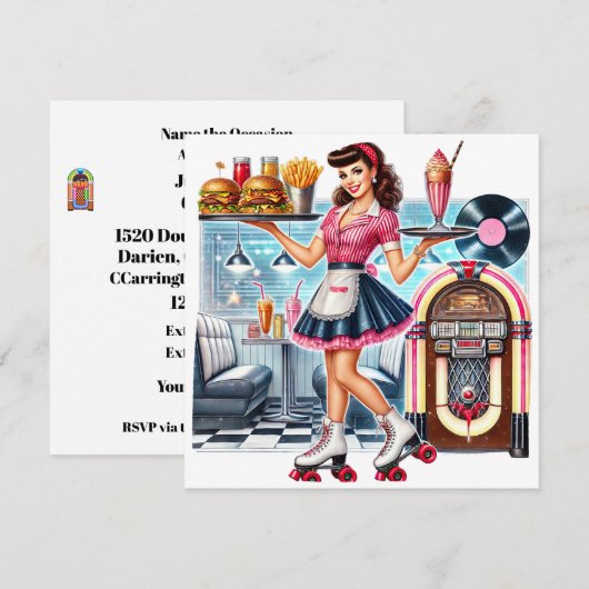 レトロな招待状 招待状 (正面/裏面)